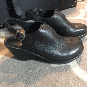 Born black leather clogs with backstrap